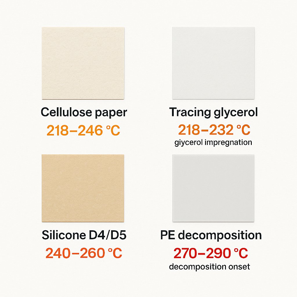 Materials used in love-note candles: office paper, tracing paper, baking parchment, and plastic film