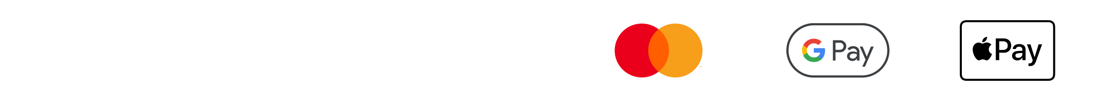 Payment methods - Visa, Mastercard, Google Pay, Apple Pay