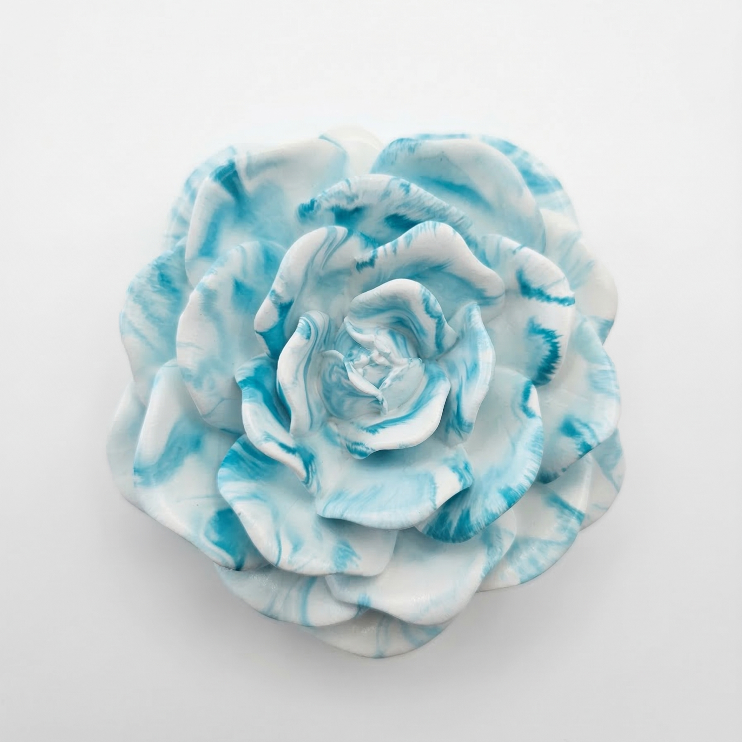 Marble Flower Candle - White / Turquoise / Blueberry, Vanilla