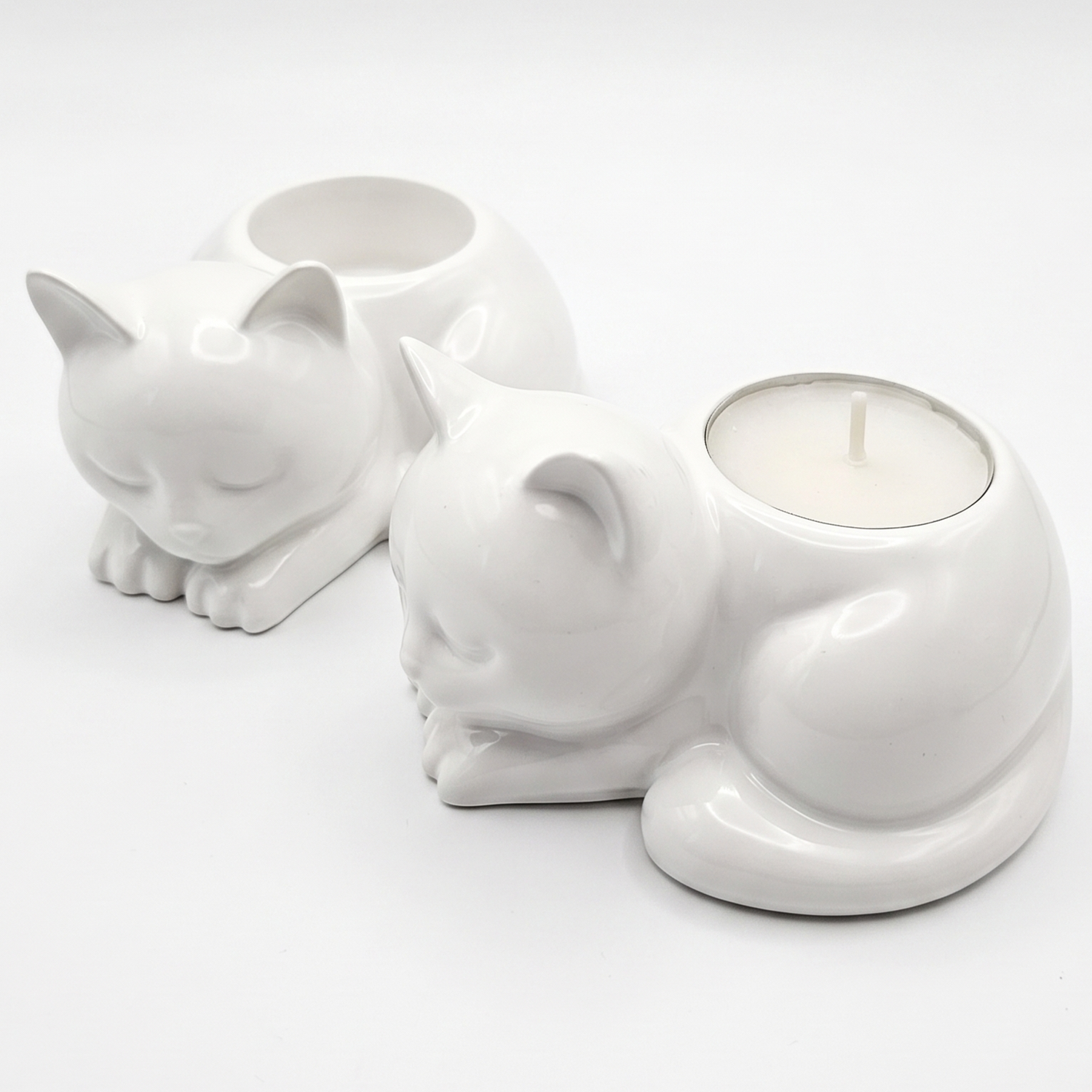 Design Candle Holder Cat – White