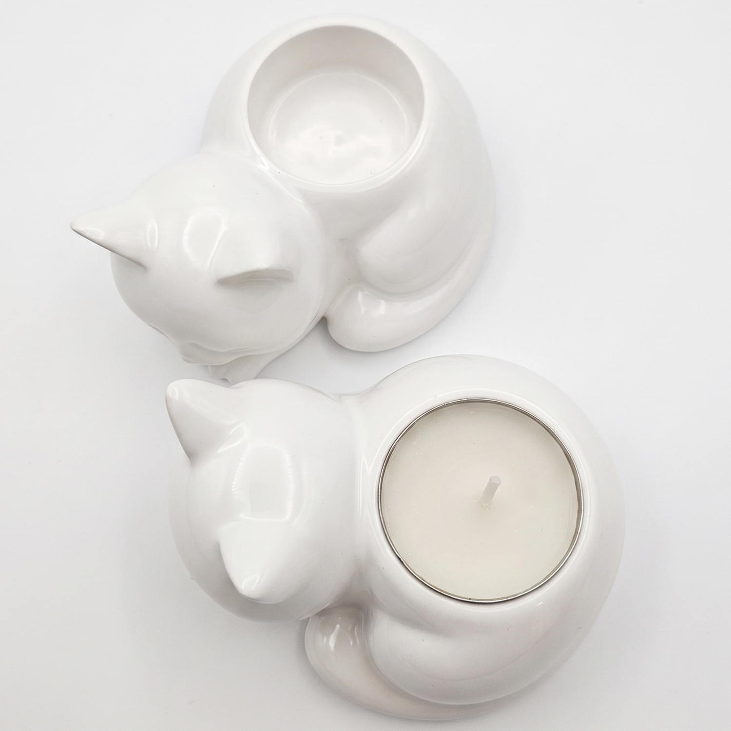 Design Candle Holder Cat – White