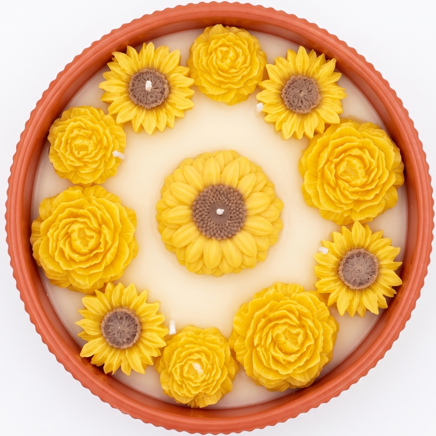 Candle Sunflower - Brick Red / Lime, Honey, Milk