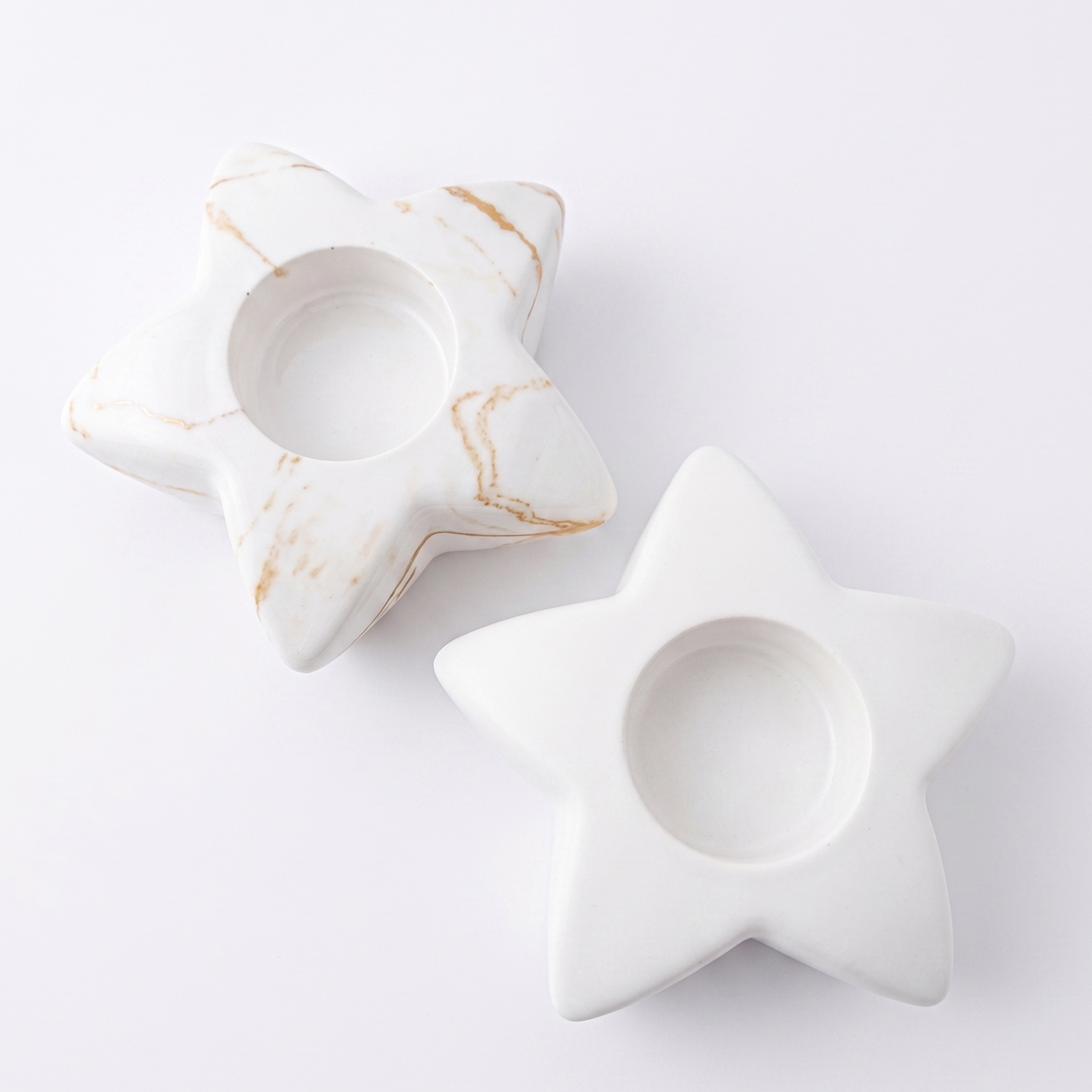 Designer Star Candle Holder - White