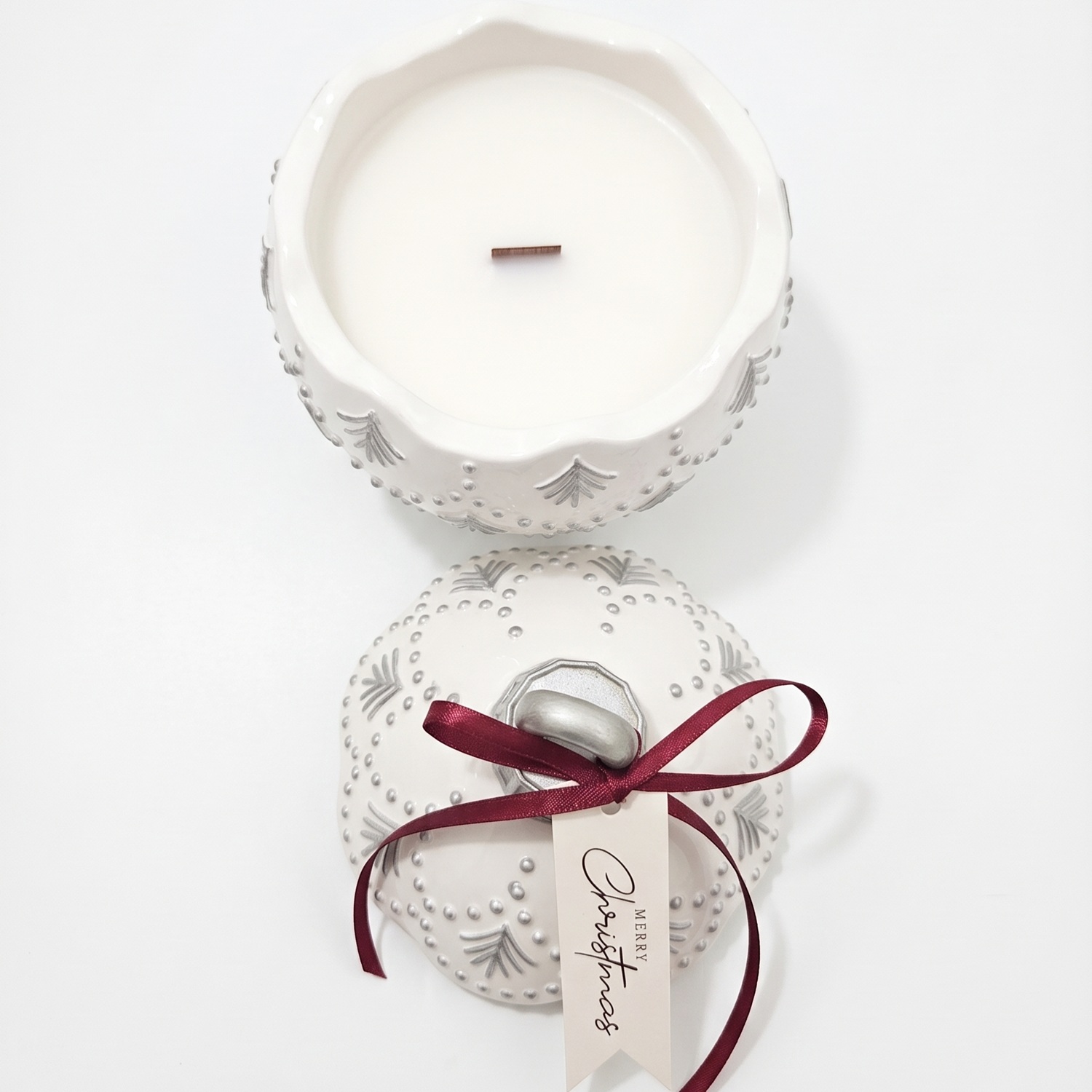 Candle Christmas Bauble Enchanted MINI - White / Silver / Winter Magic / MINI