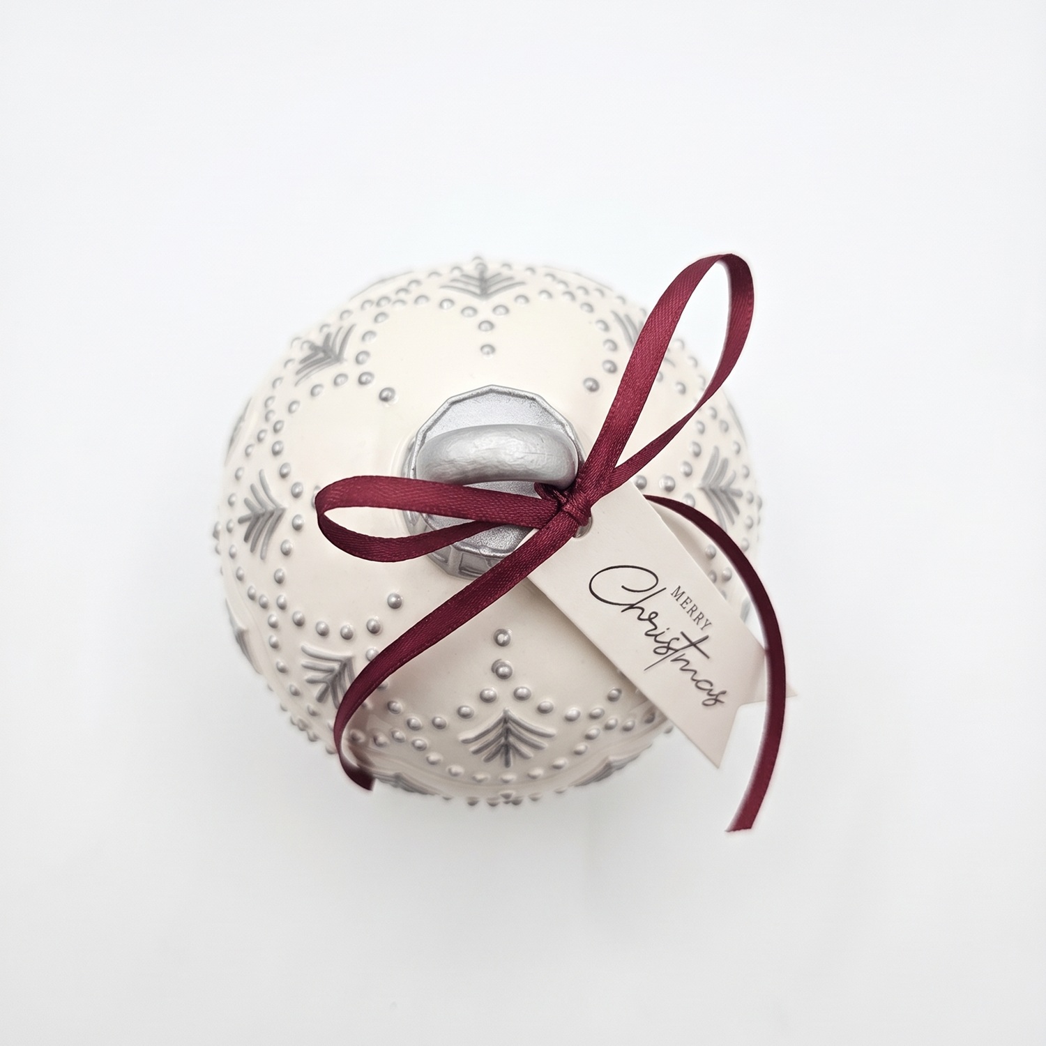 Candle Christmas Bauble Enchanted MINI - White / Silver / Winter Magic / MINI