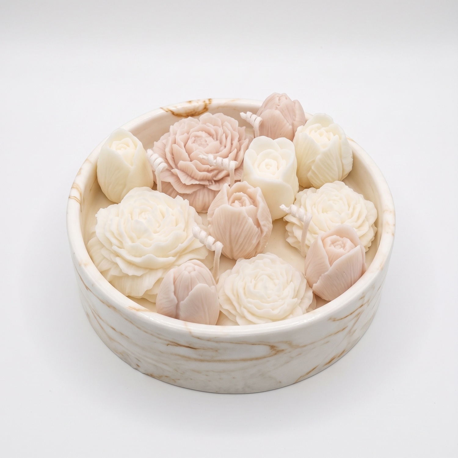 Candle Blooming Marble - White / Gold / Lime, Basil, Mandarin