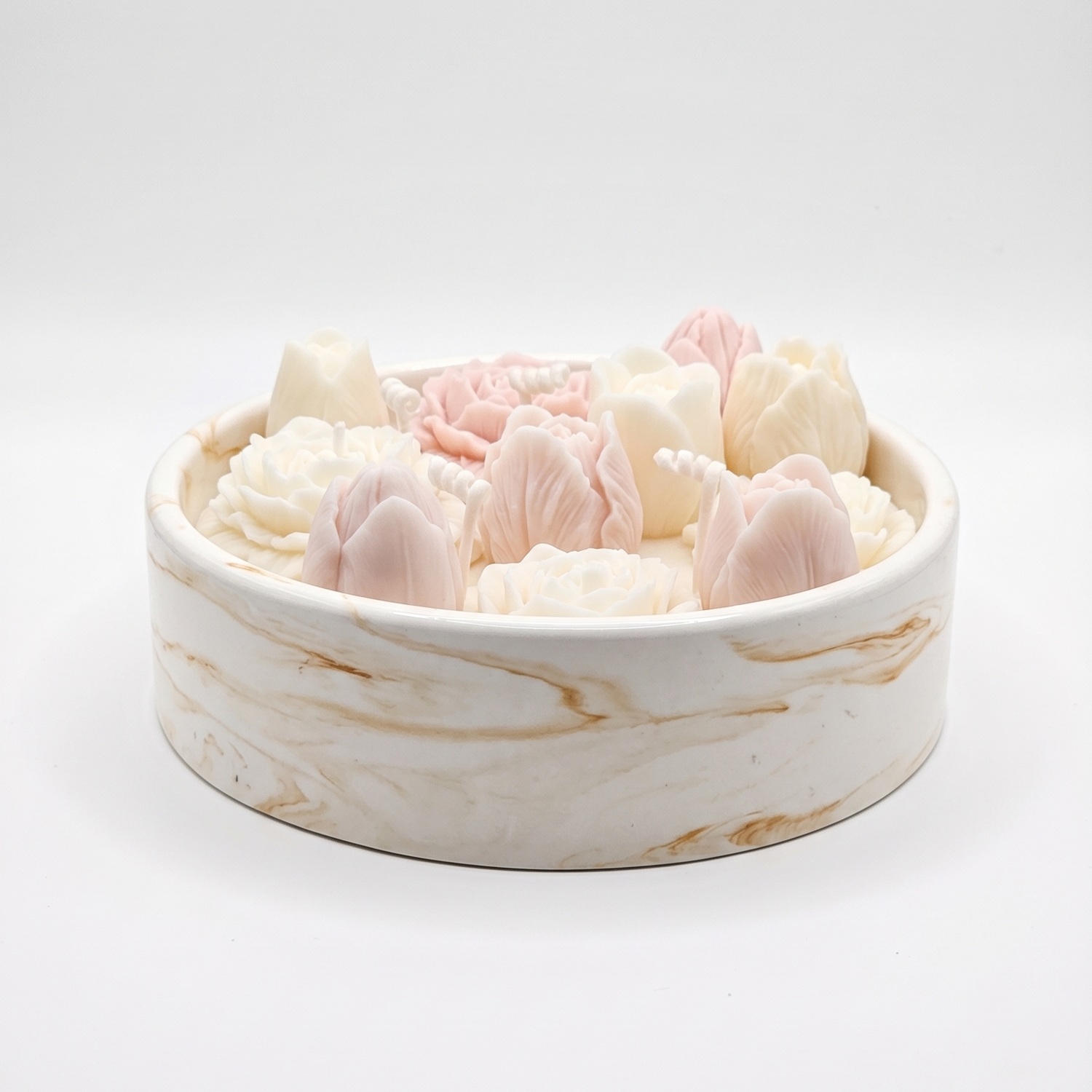 Candle Blooming Marble - White / Gold / Lime, Basil, Mandarin