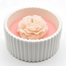Satin Poppy Candle - White / Pink / Cherry, Almond