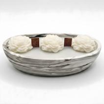 Smoky Marble Candle - White / Gray / Cedar, Black Amber