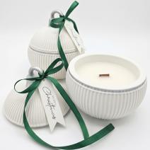 Christmas Bauble Elegance Candle - White / Silver / Winter Magic