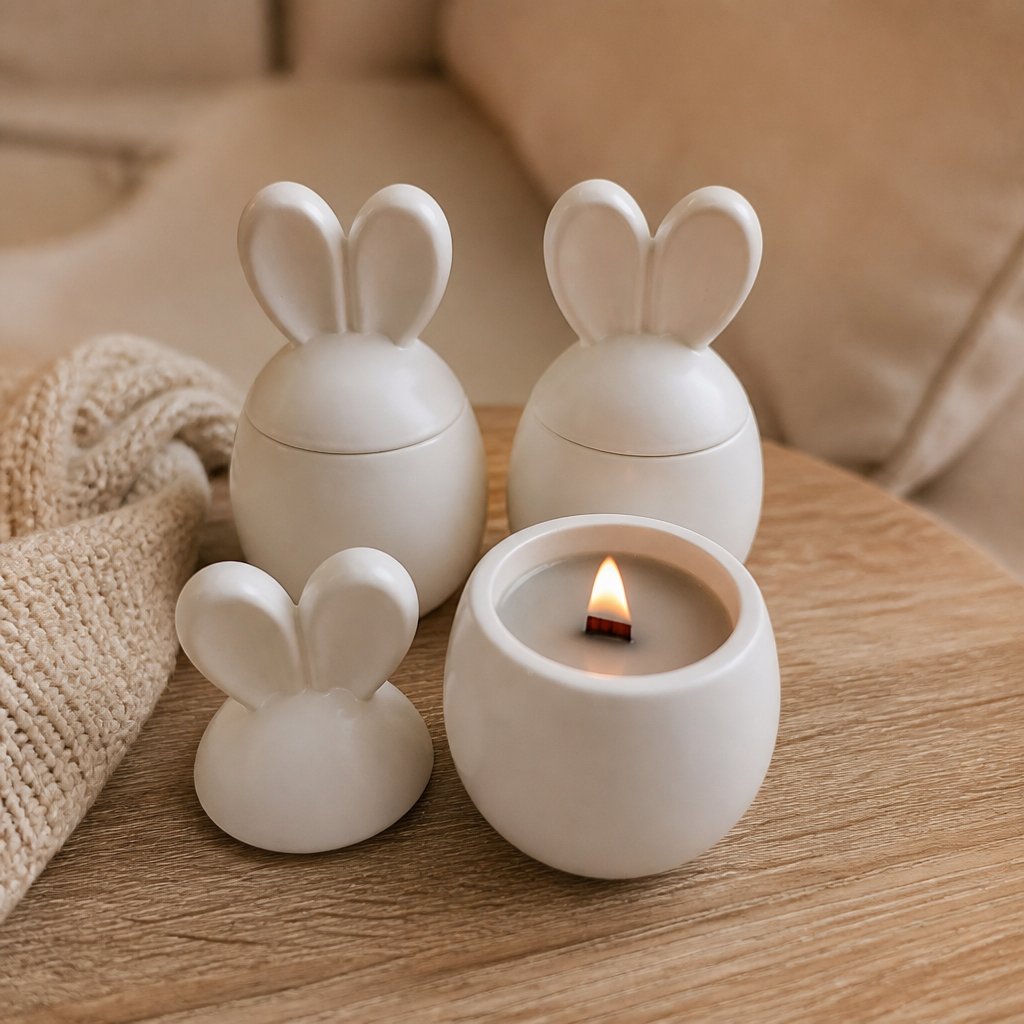 Drobec Candle - White / Coconut Island