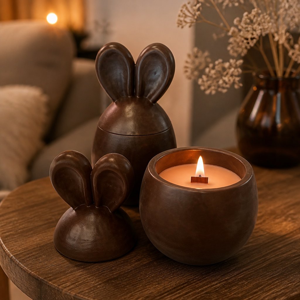 Sweet Bunny Candle - Brown / Lime, Basil, Mandarin