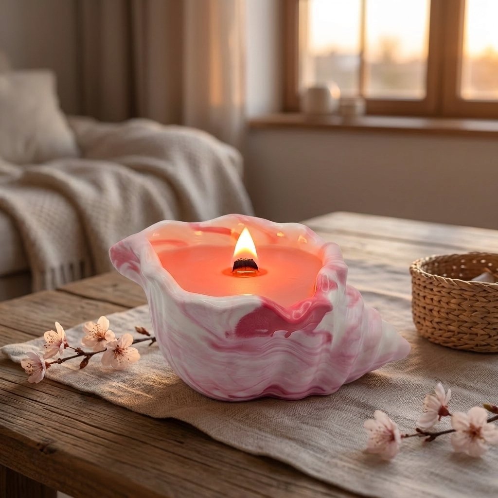 Candle Pink Tide - Pink / White / Cherry, Almond