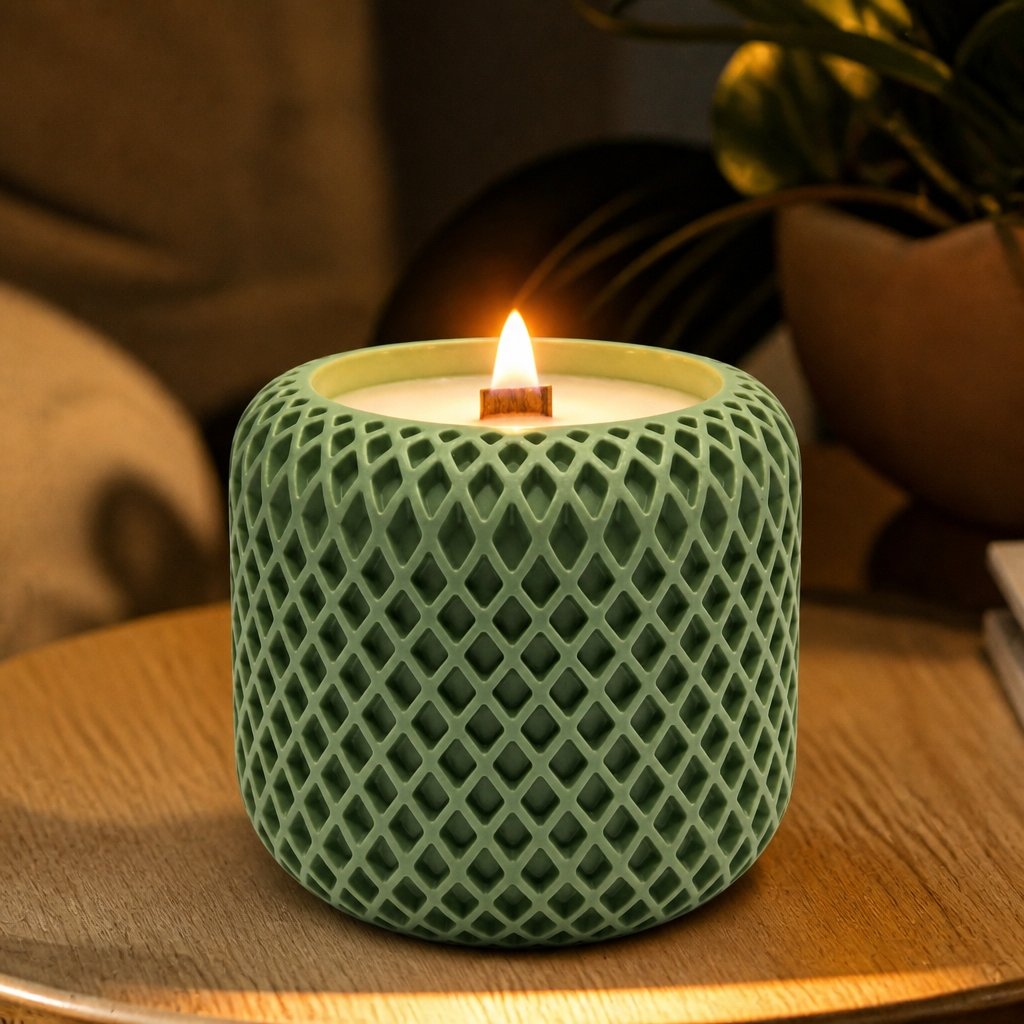 Candle Mosaic - Green / White / Wild Plum, Rose, Patchouli