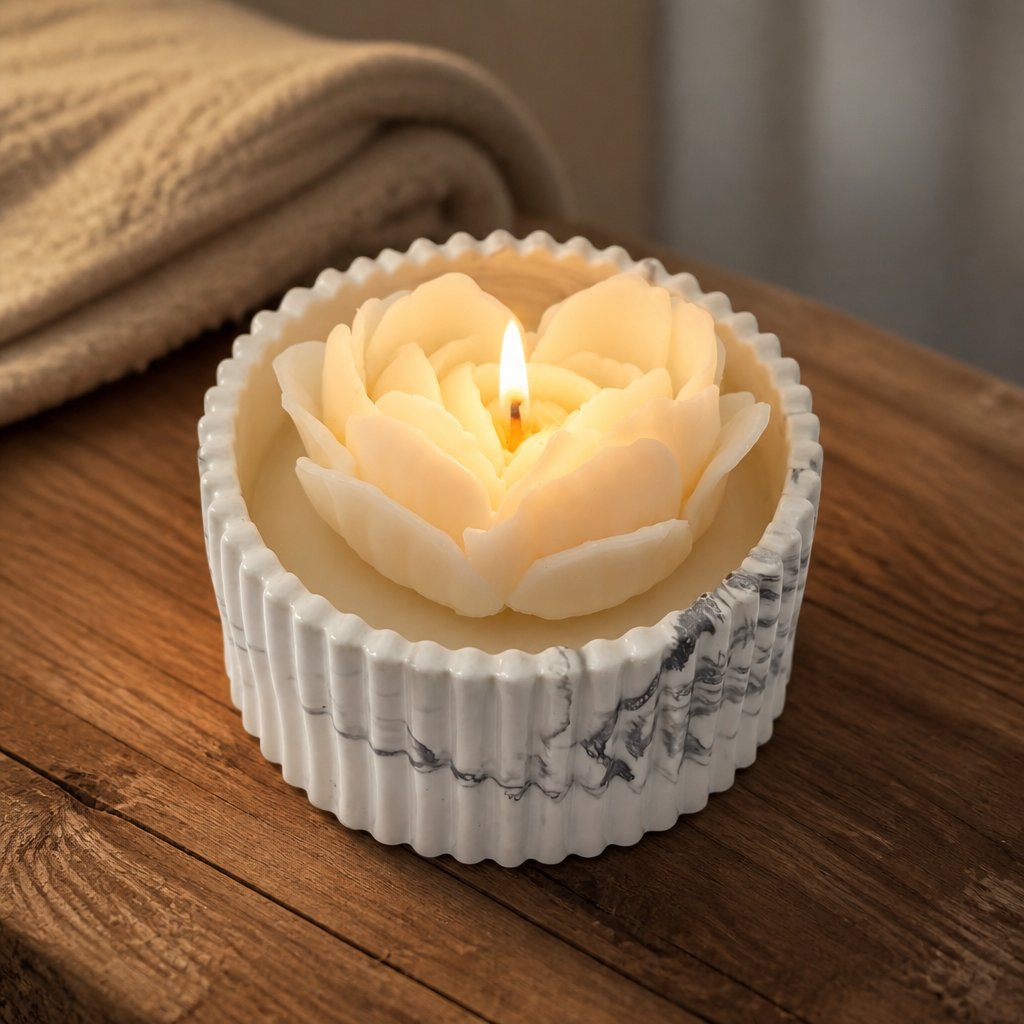 Carrara Candle - Heart / White / Silver / Lime, Mango