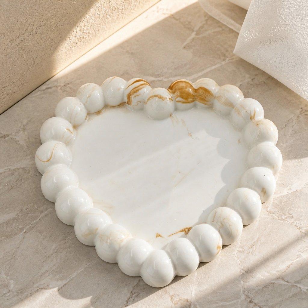 Design Tray Pearl Heart - White / Gold