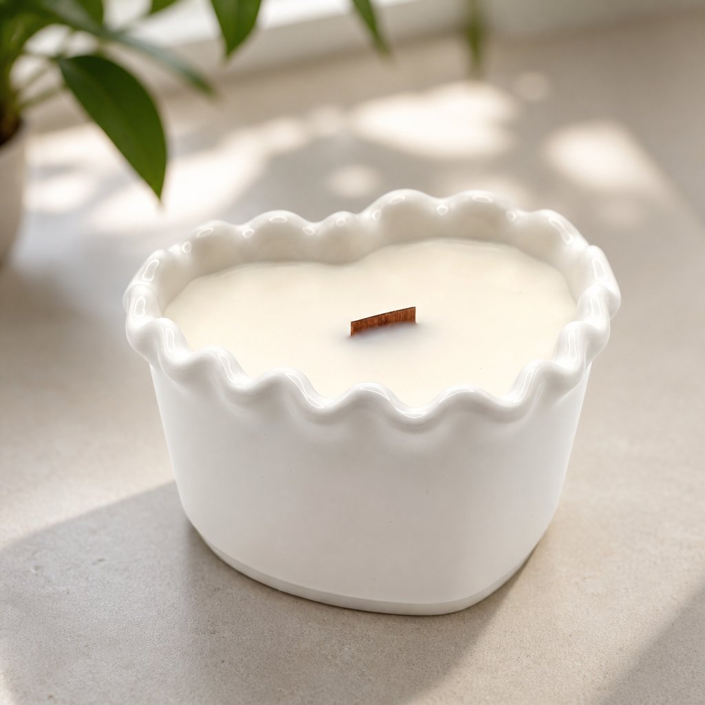 Candle Wavy Heart - White / Lime, Mango
