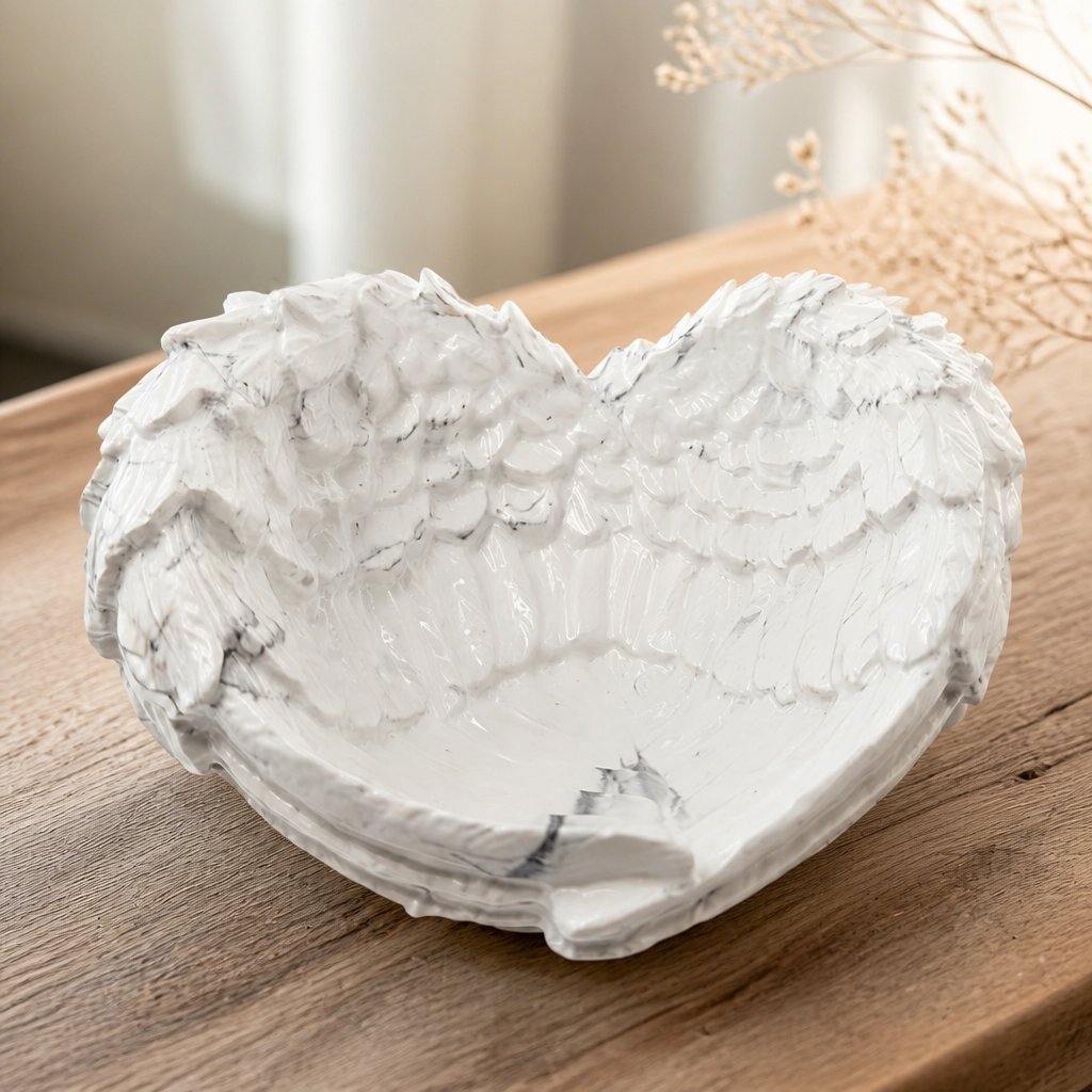 Designer candle holder and tray Wings - White / Silver