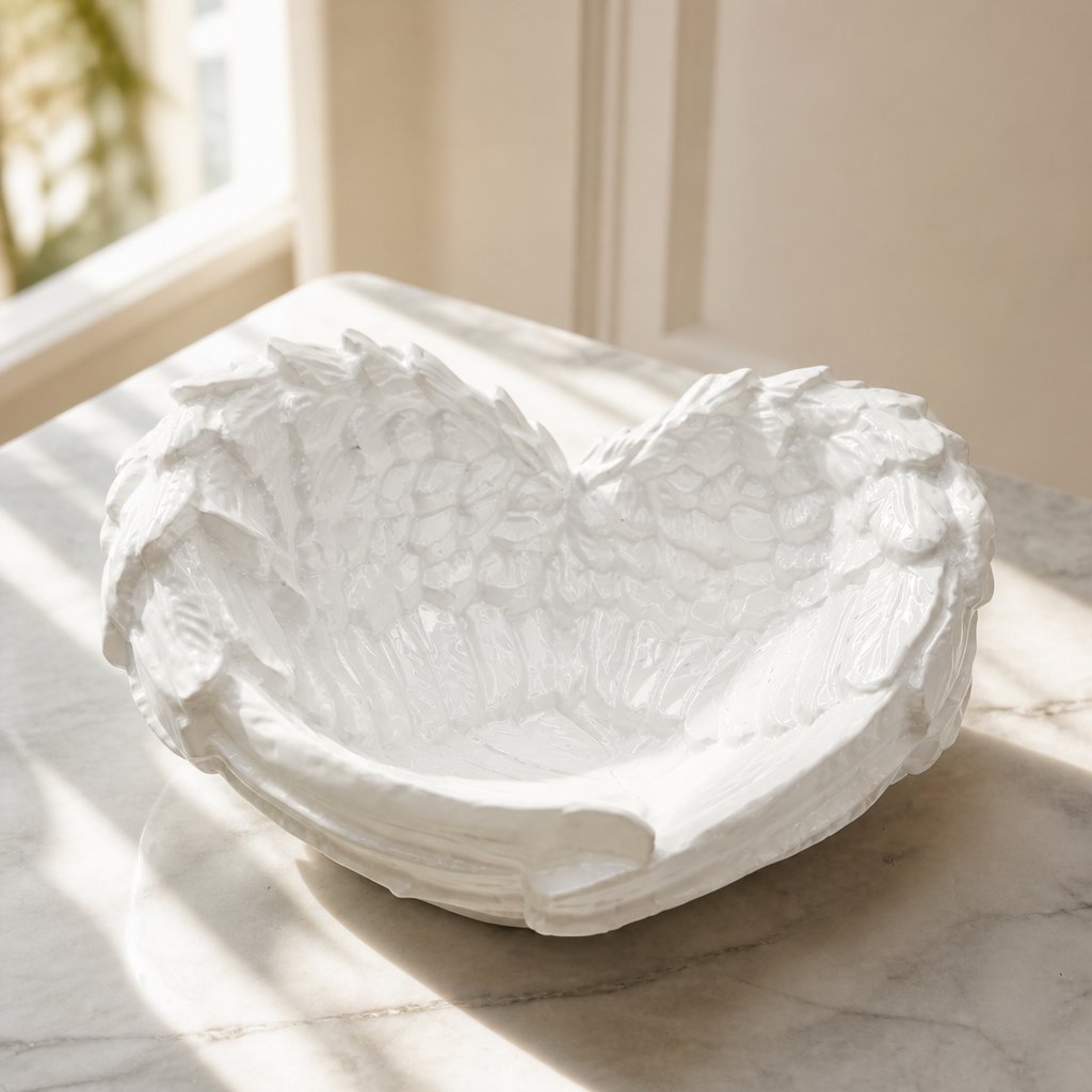 Designer candle holder and tray Wings - White
