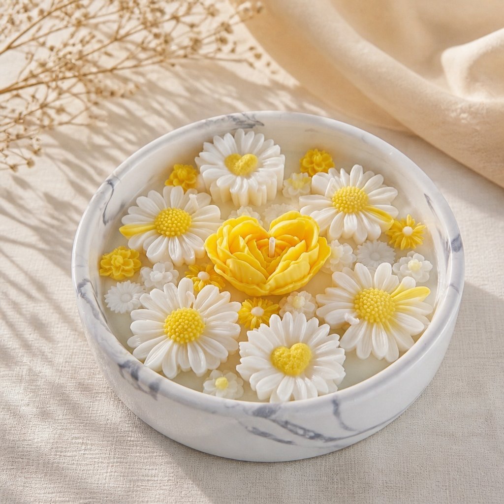 Meadow Breeze Candle - White / Silver / Yellow / Cotton