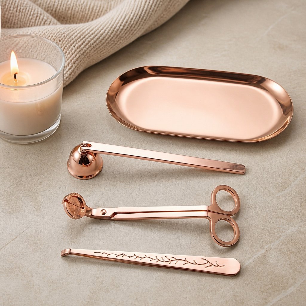 4-in-1 Candle Care Set - Pink-Gold