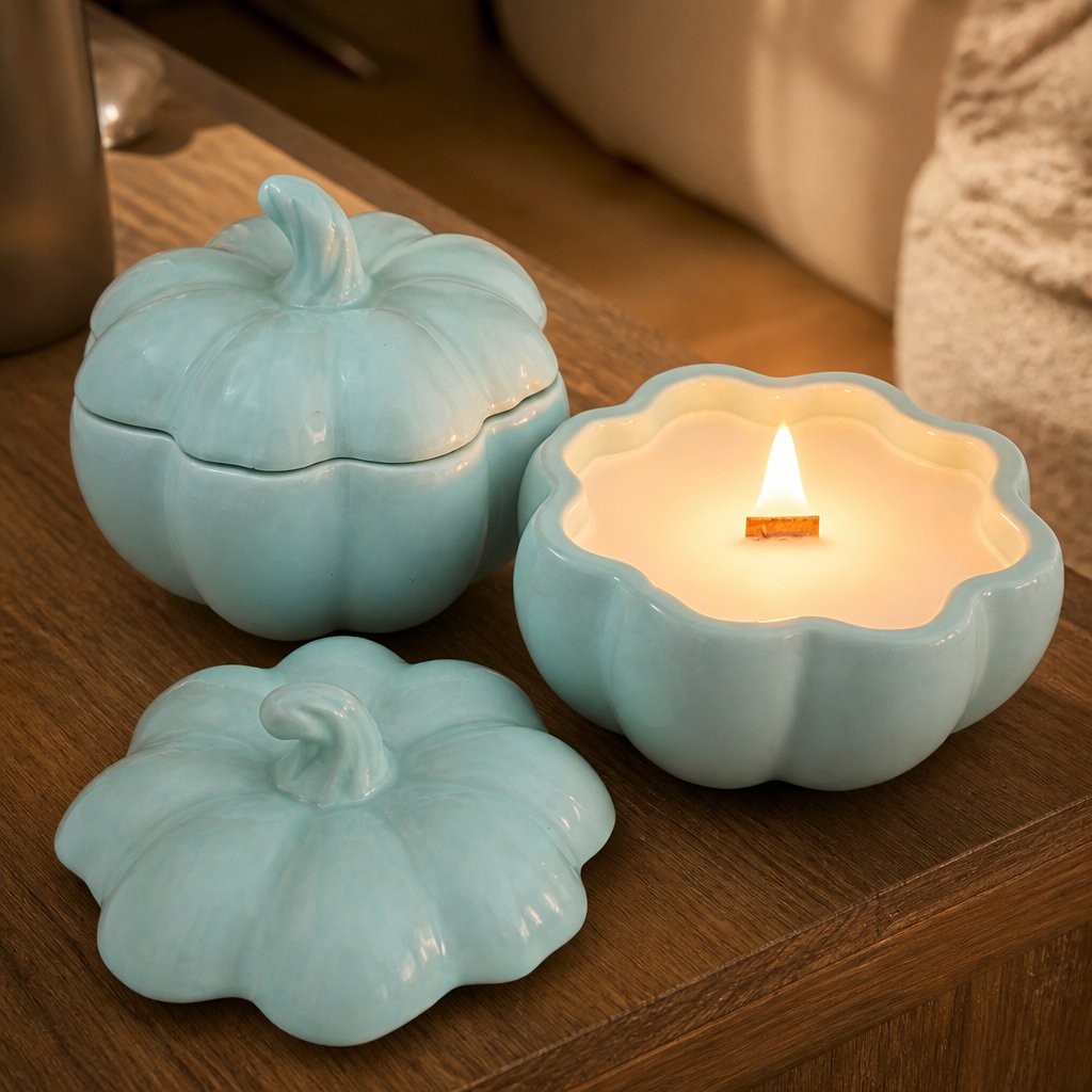 Pumpkin Candle - Turquoise / Wild Rhubarb, Cinnamon / S