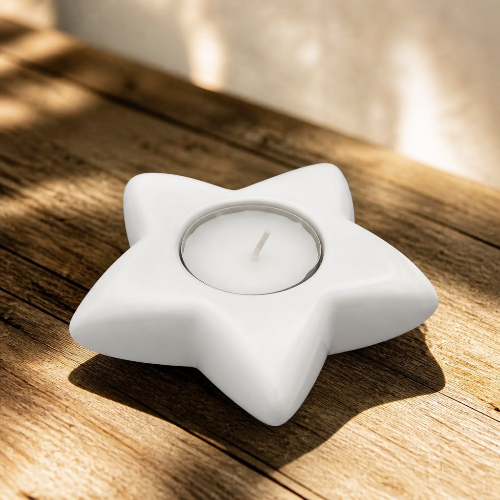 Designer Star Candle Holder - White