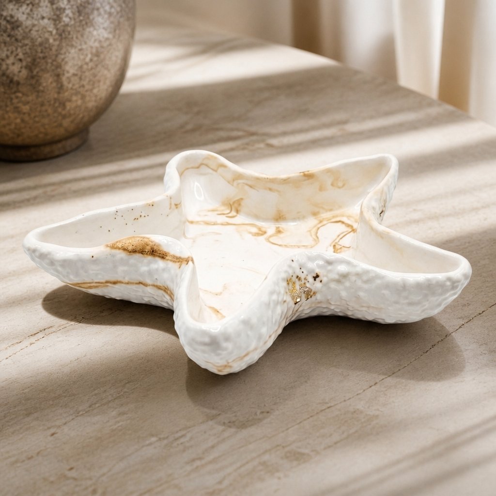 Design Starfish Bowl - White / Gold