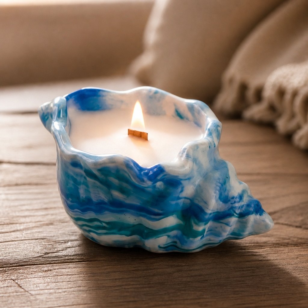 Wave Candle - Blue / Green / Vanilla