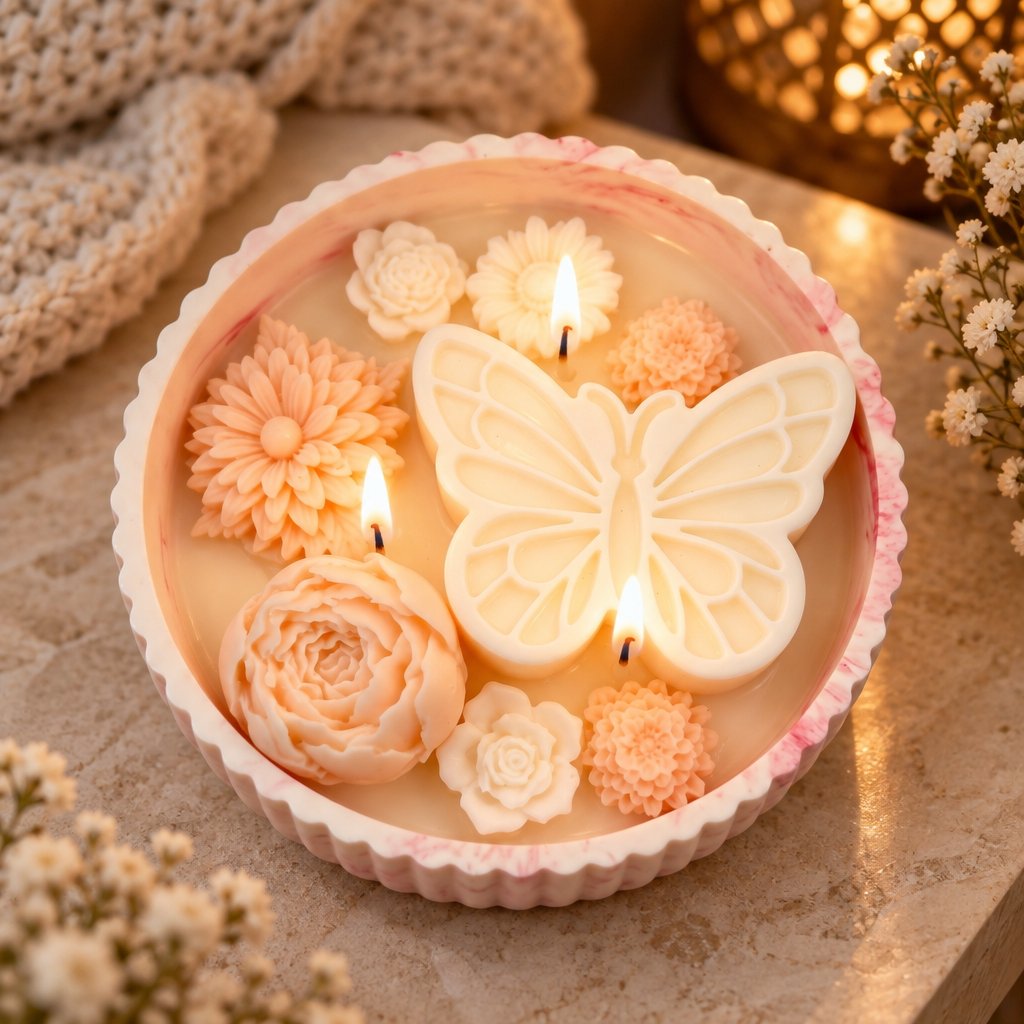 Butterfly Breeze Candle - White / Pink / Milk, Honey