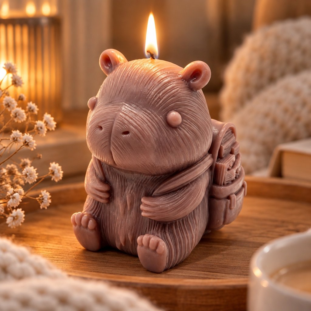 Capybara Candle with Backpack - Brown / Vanilla