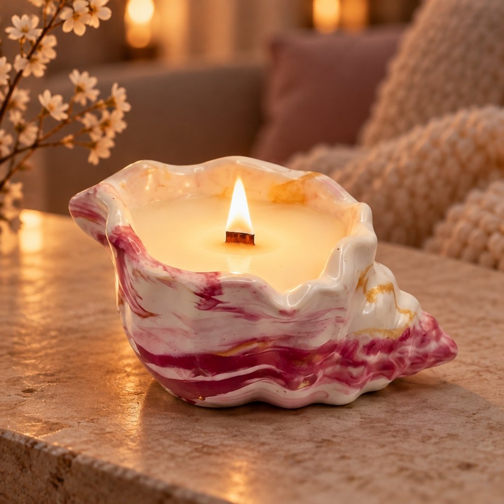 Candle Pink Tide - Pink / White / Gold / Cherry, Almond