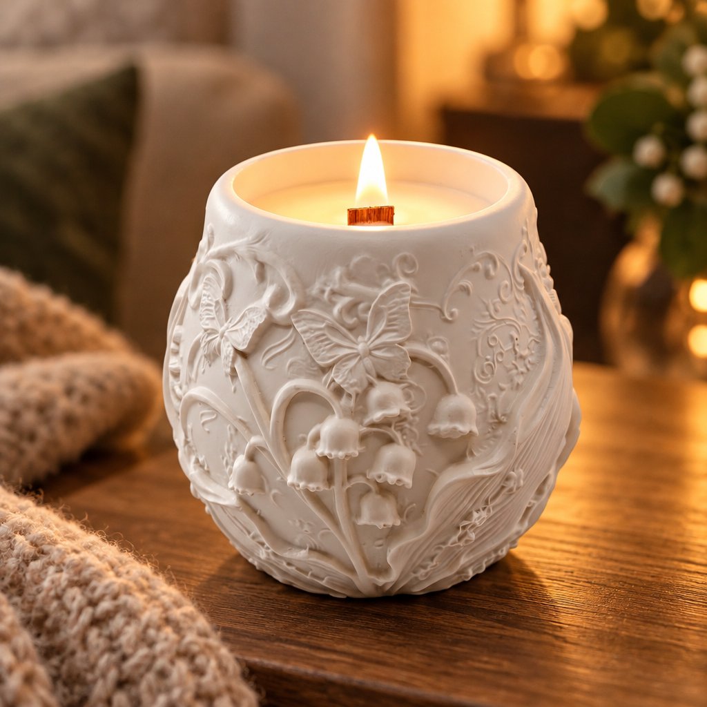 Convallaria Candle - White / Hazelnut, Chocolate
